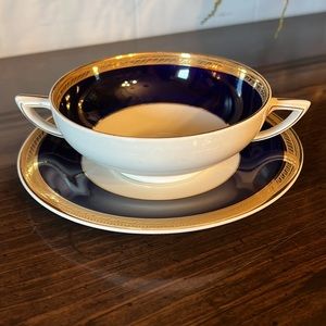 Vintage CROWN DUCAL “Admiral” Cream Soup & Saucer